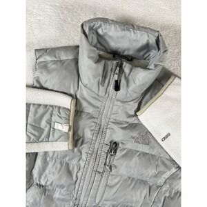 North Face Denali Fleece Jacket Womens S White Gray 550 Polartec Goose Down Zip
